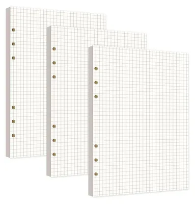 Zdjęcie produktu dla Blok zeszytowy A5, w kratkę, 6 otworów, 135 kartek, opakowanie 3 sztuki, gramatura 100 g/m²
