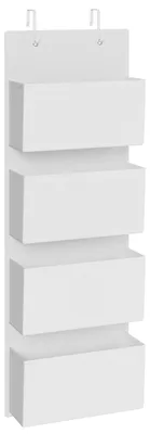 Image de Organiseur suspendu à 4 compartiments, organiseur pour armoire, rangement suspendu, organiseur de porte, étagère suspendue en tissu, chambre et salon, 12 x 33,5 x 100 cm, blanc nuage RDH004W01