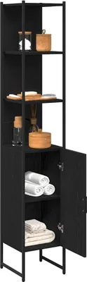 Produktbild von Eleganten-Stil Badezimmerschrank 1 PC,Modernes Design,Badmöbel,Badezimmer,Schwarz Eichen-Optik 33x33x185,5 cm - Spiegelschränke - Möbel26