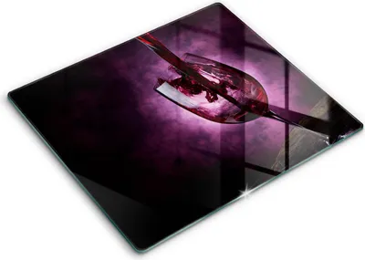 Zdjęcie produktu dla Deska kuchenna – 60 cm x 52 cm - Szklana deska do krojenia - Szkło hartowane – Antypoślizgowa - Kieliszek Wina