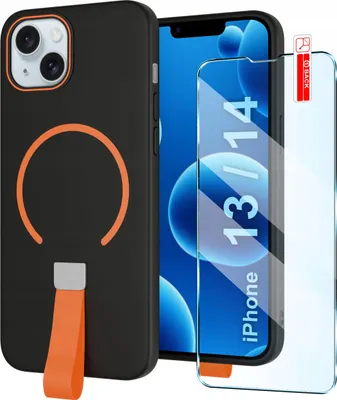 Immagine prodotto di Etui z Paskiem na palec Matowe CZARNE do iPhone 13 | 14 |do MagSafe +Szkło