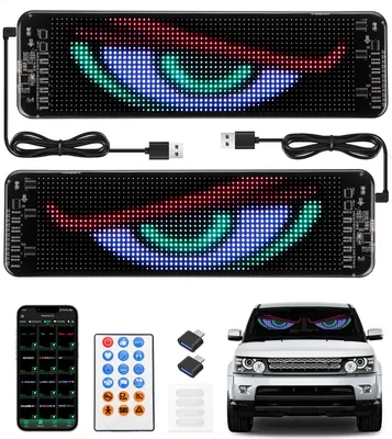 Produktbild von iMars Devil Eyes Windschutzscheibe 2er Set 36×10 cm LED mit App & Fernbedienung, 5 m Kabel, IP65, flexibles PolyurethanShell, für Auto/SUV/Truck