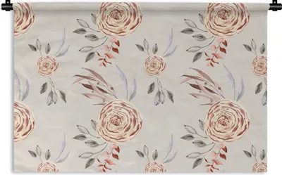 Produktbild von MuchoWow® Wandteppich Wandbehang Rosen - Blumen - Gold - Muster 150x100 cm Tapisserie Dekoration Wandtuch - Waschbar - Tapisserien - Wand-Decke