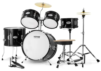 Immagine prodotto di Kit di batteria per bambini - Set di batteria per bambini - Batteria per bambini - Batteria per bambini - Set di batteria per principianti - 5 pezzi, colore nero
