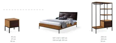 Produktbild von 3 tlg. Komplett Set Holz Schlafzimmer Loft Stil Design Bett Kommode Schrank Neu