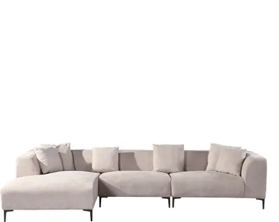 Immagine prodotto di Home Deluxe Divano angolare TORINO - Colore: Beige, Versione: Sinistra - 344 x 74 x 178 cm I Divano in velluto, divano, zona giorno
