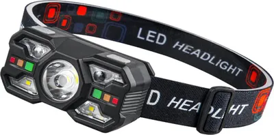Produktbild von LED Stirnlampe 2er Set USB, Handbewegungssensor, Rot/Weiß Licht, 5 Modi, Outdoor Scheinwerfer