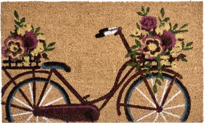 Produktbild von BELIANI Fußmatte Naturfarben Kokosfaser 40 x 60 cm Rechteckig Fahrradmotiv mit Anti-Rutsch-Rückseite Fußabtreter Türmatte Schmutzfangmatte