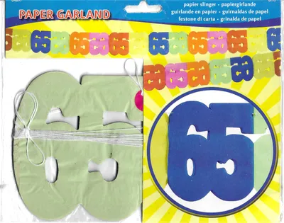 Produktbild von 1 Papier- Girlande 65. Geburtstag , 6 Meter lang , Deko mit 65