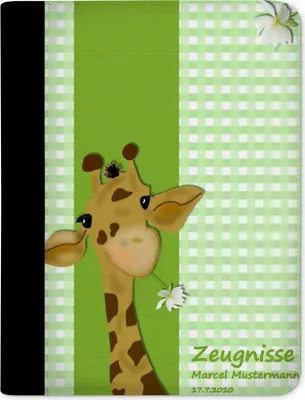 Produktbild von Zeugnismappe, Dokumentenmappe, Ordner A4, Giraffe Grün mit Klarsichthüllen