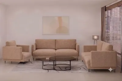 Produktbild von Sofaset Designersofas HELMER 3-2-1 Stoff Baloo Cappuccino