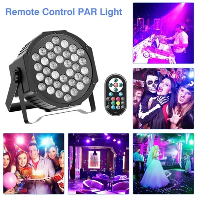 Produktbild von LED-PAR-Scheinwerfer - 36-LED-Bühnenlicht - RGB - DMX512 - Fernbedienung - Musiksteuerung - 8er-Set - EU-Stecker