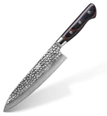 Image de Couteau de chef Gyuto en acier damas, 20 cm, série Raven, pour professionnels