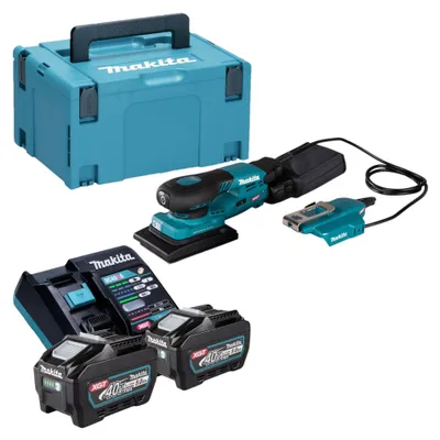 Zdjęcie produktu dla Makita BO 005 CGT201 Akumulatorowa szlifierka oscylacyjna 40 V maks. 80 x 130 mm skok 3,0 mm Bezszczotkowa + 2x akumulator 5,0 Ah + ładowarka + Makpac