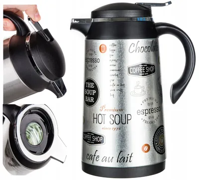 Zdjęcie produktu dla BANQUET Termos ze stali nierdzewnej CONTE 1 l, z szklaną wkładką, wzór Coffee 1