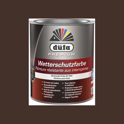 Produktbild von Düfa Premium Wetterschutzfarbe SCHOKOBRAUN 750 ml Holzfarbe Dauerschutzfarbe Holzlack