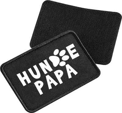 Produktbild von Huuraa Patch Hundepapa Tapse Black 10 x 6,5cm Baumwolle Klettpatch für Mütze Geschenkidee