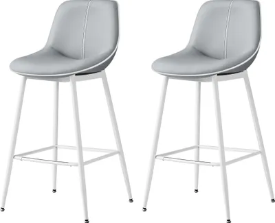 Produktbild von VASAGLE Barhocker 2er Set, ergonomische Rückenlehne, Metallbeine mit verstellbaren Universalfüßen, 73 cm hoch, Taubengrau