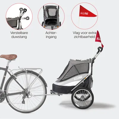 Produktbild von InnoPet® Sporty Trailer AT Pet Stroller Hundebuggy mit Luftreifen Fahrradanhänger Nylon schwarz/grau