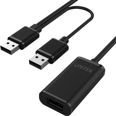 Immagine prodotto di Unitek UNITEK Y-279 Cavo USB USB 2.0 20 m 2 x USB A USB A Nero