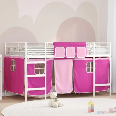 Obrázek produktu pro Maison Exclusive – Dětská palanda s baldachýny, bílá a růžová, rozměry 90 x 200 cm