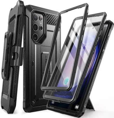 Produktbild von Supcase, Samsung Galaxy S24 Ultra stoßfeste Rundumhülle mit Ständer, Schwarz