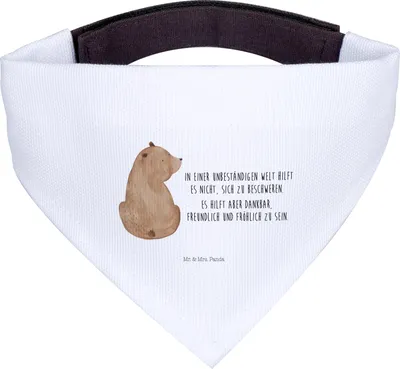Produktbild von Mr. & Mrs. Panda Tuch Bär Schulterblick - Weiß - Geschenk, Motivation, Hundehalstuch, Weisheit, Halstuch, Bandana für Hunde, Hund, Weltansicht, Teddy, Selbstachtung