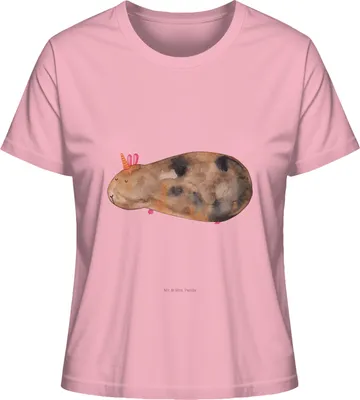 Produktbild von Mr. & Mrs. Panda Basic Shirt Damen Einhorn Meerschweinchen Größe M - Baumwolle Pink - Geschenk, T-Shirt, Einhörner, Mit Print, Oberteil, Unicorn, Meerschwein, Meerhörnchen