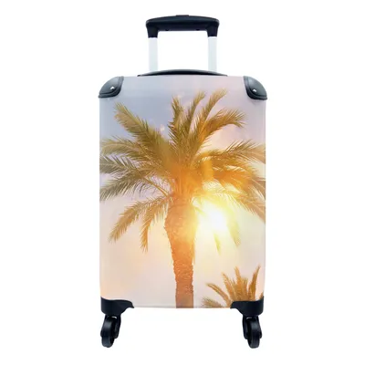 Produktbild von MuchoWow® Koffer Handgepäck Trolley Rollkoffer Kleine Reisekoffer mit 4 Rollen - Palme - Sommer - Sonne - Tropisch - Cabin Size < 55x40x23 cm & 55x40x20 cm - Fotokoffer - Kabinenkoffer - Boardgepäck - Reise-Box - Reisekoffer - Reisegepäck - Koffer mit Bild - Trolley für Kinder