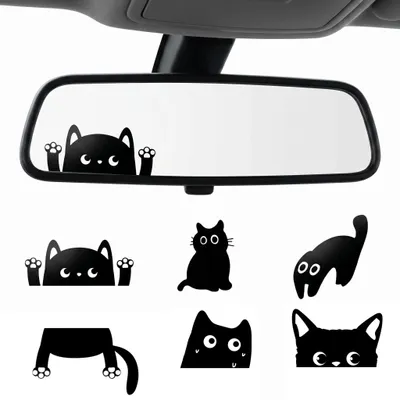 Productafbeelding van Set van 6 kattenstickers voor auto - Weerbestendige autostickers