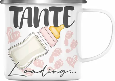 Produktbild von Trendation - Tante Loading Emaille Tasse Werdende Tante Schwangerschaft Ankündigung Schwester (Silber)