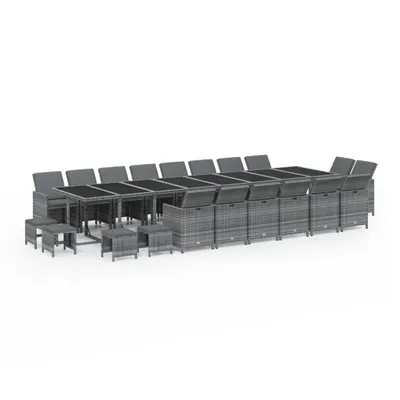 Immagine prodotto di Set da Pranzo per Giardino 21pz con Cuscini Polyrattan Grigio