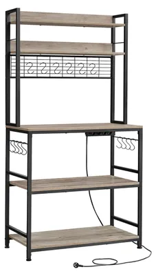 Produktbild von Küchenregal mit Steckdosen – Lagerregal – 40 x 80 x 170 cm – Braun-Schwarz