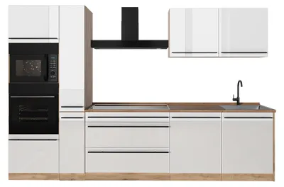 Imagen del producto de Mueble de cocina Vicco R-Line Blanco alto brillo/Roble dorado 310 cm sin encimera, Model 66452