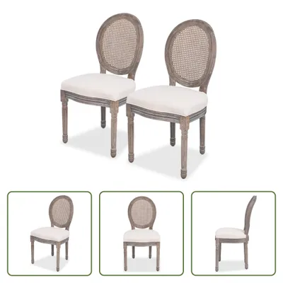 Produktbild von The Living Store Esszimmerstühle 2 Stk. Creme Stoff