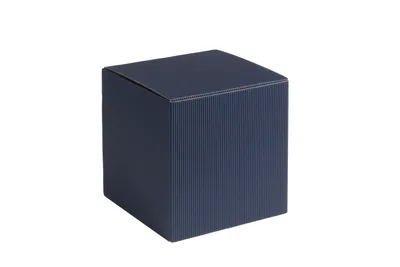 Produktbild von Geschenkbox Qubus aus offener Wellpappe, Geripptes Karton DUNKELBLAU, Format 9x9x9cm, 100 St.