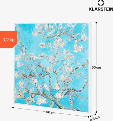 Zdjęcie produktu dla Klarstein Wonderwall Air Art Smart, promiennik podczerwieni, 60 x 60 cm, 350 W, kwiat migdałowy