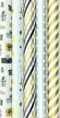 Obrázek produktu pro TOUCH OF GOLD 3 balicí papír - vánoční papír na Vánoce - 3 metry x 70 cm - 5 rolí