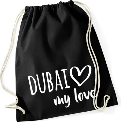Produktbild von Huuraa Turnbeutel Dubai my love 12 Liter Black Baumwolle Rucksack Geschenkidee
