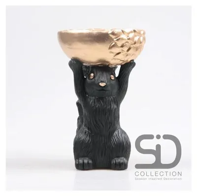 Immagine prodotto di Decorazione stagionale a forma di scoiattolo, colore nero, in resina, altezza 22,5 cm