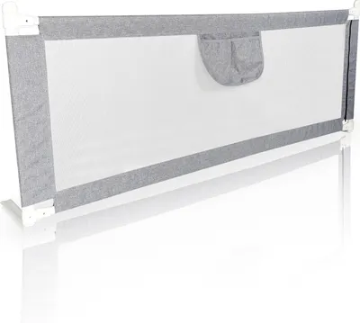 Produktbild von Bettizia 180cm Bettgitter Kinder Bettschutzgitter - Höhenverstellbar Kinderbettgitter für Familienbett und Kinderbett, Rausfallschutz für Bett, Grau