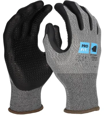 Nitril Handschuhe, "Hit dot",Nitrilschaum, Noppen, grau/schwarz 10 (Packung à 12 Paar)