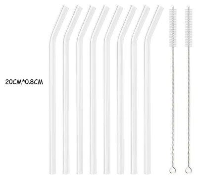 Produktbild von Trinkhalme Glas wiederverwendbar 8er Set Rosa