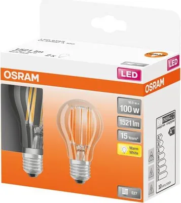 Image de Led Standard Verre Clair 10w E27 Chaud Boite De 2 - Osram