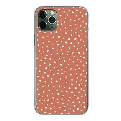 Produktbild von MuchoWow® Handyhülle Schutzhülle Hülle für iPhone 11 Pro Max Tupfen - Orange - Weiß Silikon Softcase Handy Hülle - Schutz