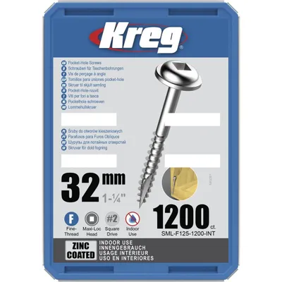 Produktbild von Kreg Pocket-Hole Schrauben 32 mm, Verzinkt, Maxi-Loc, Feingewinde - 1200Stk.