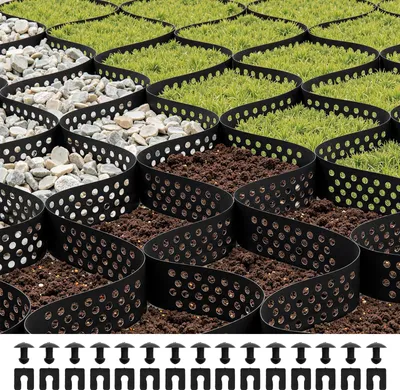Zdjęcie produktu dla Kratka żwirowa VEVOR, głębokość 75 mm, kratka trawnikowa 5200x2700 mm, żwir o strukturze plastra miodu, kratka HDPE o strukturze plastra miodu, przepuszczalna geosiatka do stabilizacji podjazdów, do ogrodu, na taras, chodnik, miejsca parkingowe dla przyczep kempingowych