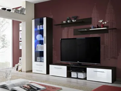 Obrázok produktu pre Lesklý TV stolík do obývačky Čierny nízký stolík Moderný nábytok Drevený nábytok