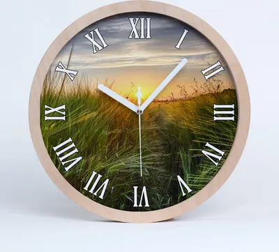 Produktbild von Holzuhr 30fi cm wanduhr - weiße Spitzen - Weizenfeld