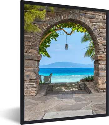 Produktbild von MuchoWow® Gerahmtes Poster Strand - Meer - Tropisch - Sommer - Aussicht 60x80 cm - Poster mit Schwarzem Bilderrahmen Wandposter Rahmen Foto Bilder - Premium - Wanddeko Wohnzimmer